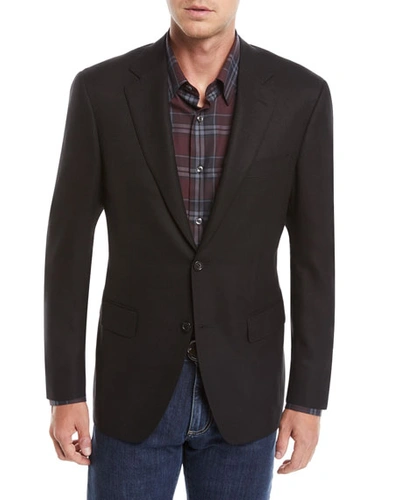 Canali Men's Solid Wool Two-button Blazer In Black