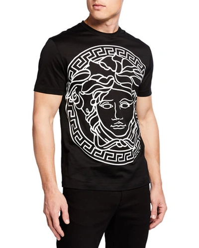 Versace Medusa Head Cotton T-shirt In Black/white