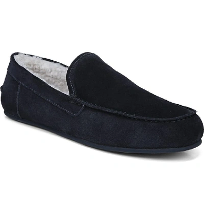 Vince Men's Gino Velour Suede Slippers In Coastal Blue