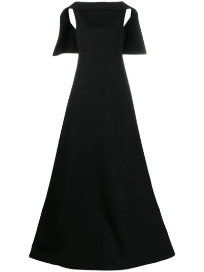 Givenchy High-neck Open-back Capelet Gown In Black