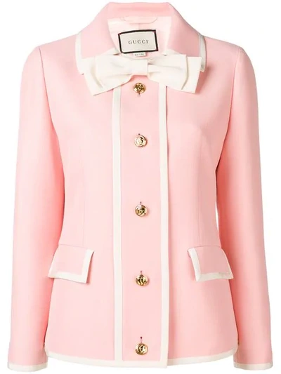 Gucci Cady Crepe Wool-silk Jacket In Pink