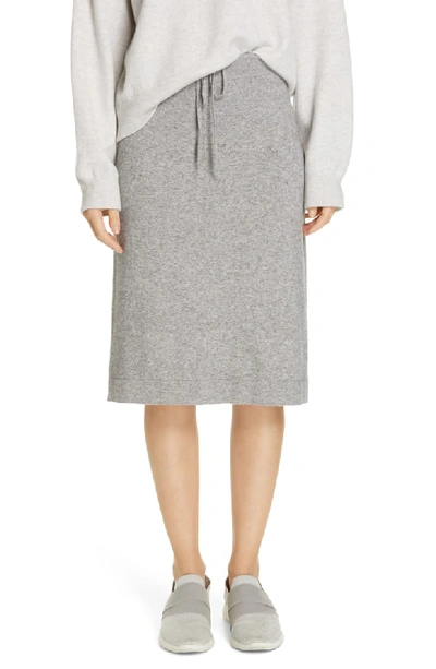 Vince Wool-cashmere Drawstring Sweater Skirt In H Steel