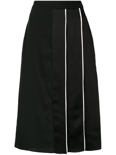 Givenchy Black Pleated Silk Crepe De Chine Skirt