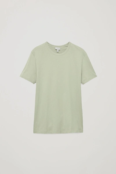 Cos Brushed Cotton T-shirt In Green