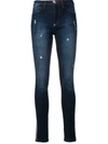 Philipp Plein Crystal Trim Skinny Jeans In Blue