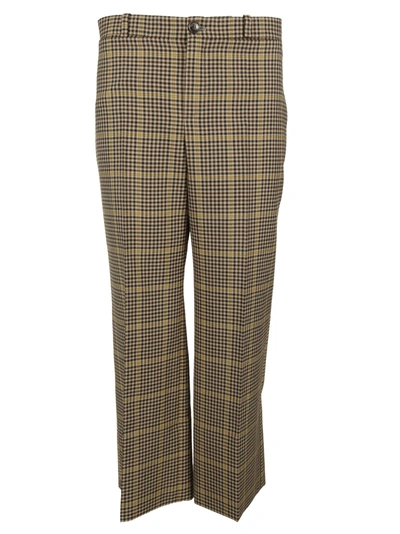 Balenciaga Checked Trousers In Marron