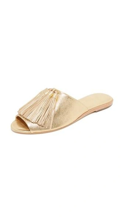 Loeffler Randall Kiki Tassel Slides In Gold/gold