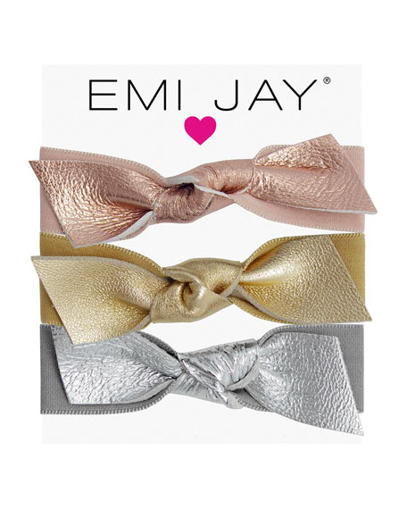 Emi Jay Metallic Leather Bow Hair Ties 3 Pack Modesens