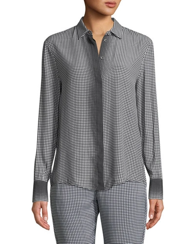 Piazza Sempione Ombre Checked Long-sleeve Button-front Shirt In Black