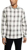 Vince Classic Fit Double Knit Plaid Sport Shirt In Sail/ Slate