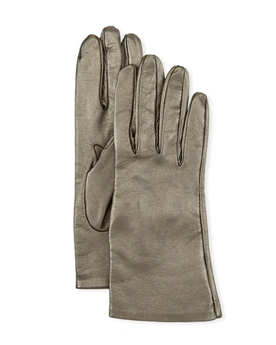 Portolano Metallic Napa Leather Gloves In Anthracite