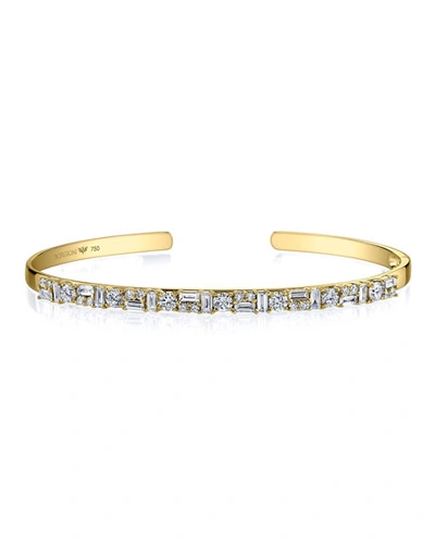 Borgioni Mixed Diamond Cuff Bracelet In 18k Gold