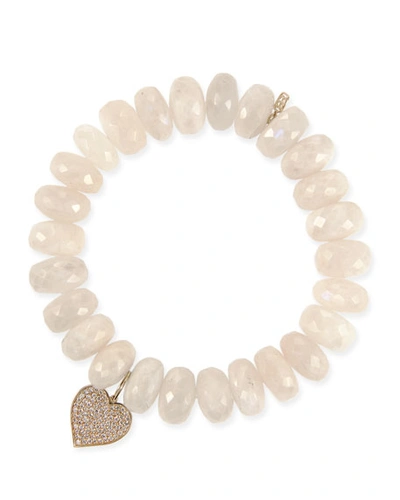 Sydney Evan 14k Diamond Heart & Moonstone Bracelet In White