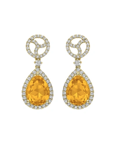 Kiki Mcdonough Signature 18k Gold Diamond & Citrine Drop Earrings In Yellow