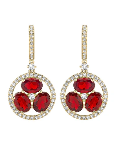 Kiki Mcdonough 18k Gold Fire Opal & Diamond Flower Drop Earrings In Red