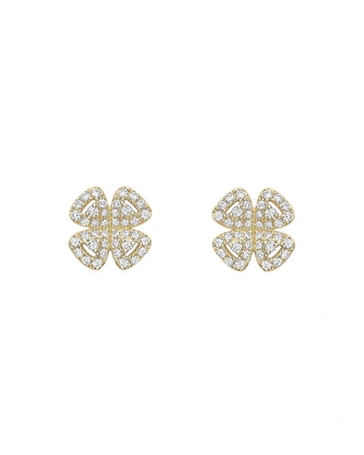 Kiki Mcdonough 18k Gold Diamond Clover Stud Earrings