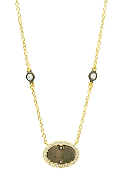 Freida Rothman Color Theory Pave Crystal Pendant Necklace In Gold/ Black