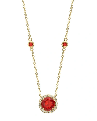 Kiki Mcdonough Grace 18k Gold Fire Opal & Diamond Pendant Necklace In Red