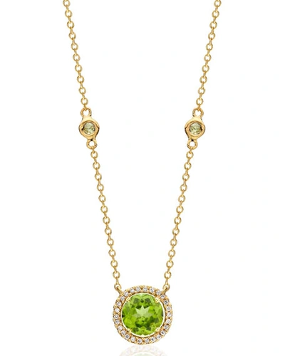 Kiki Mcdonough Grace 18k Gold Peridot & Diamond Pendant Necklace In Green