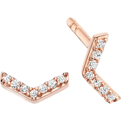Astley Clarke Varro Honeycomb 14ct Rose Gold And Diamond Stud Earrings In Nero