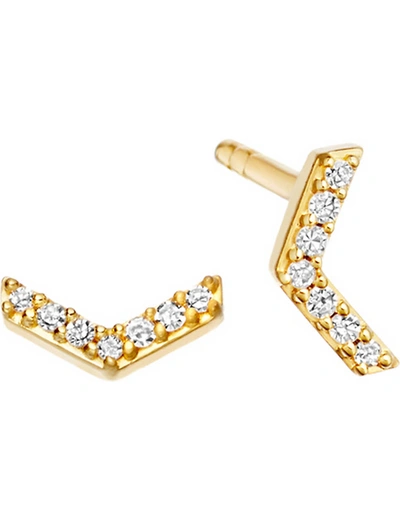 Astley Clarke Varro Honeycomb 14ct Yellow Gold And Diamond Stud Earrings