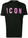 Dsquared2 Icon Print Cotton Jersey T-shirt In Black