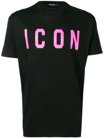 Dsquared2 Icon Print Cotton Jersey T-shirt In Black