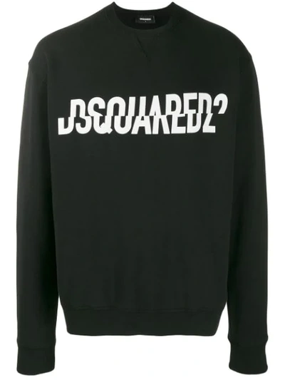 Dsquared2 Sliced Logo-print Cotton-jersey Sweatshirt In Black