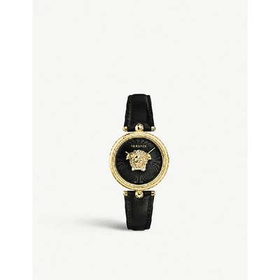 Versace Vcq00118 Palazzo Empire Gold-tone Stainless Steel And Leather Watch