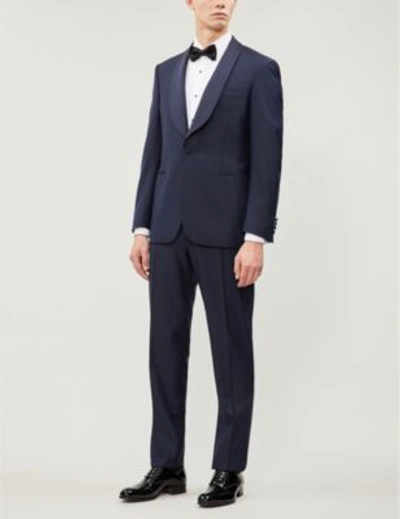 Canali Regular-fit Shawl-lapel Wool Suit In Navy