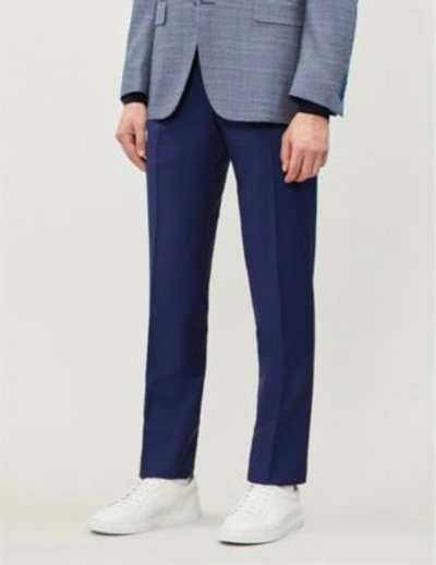 Canali Slim-fit Straight Wool And Mohair-blend Trousers In Navy