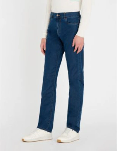 Canali Regular-fit Faded Straight-leg Jeans In Navy