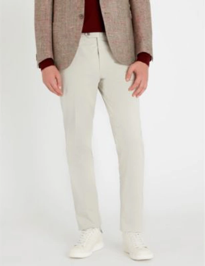 Corneliani Tailored-fit Straight Cotton-blend Chinos In Beige