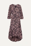 Ganni Lindale Tiger-print Wrap Dress In Black