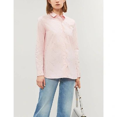 Ganni Weston Scalloped Cotton Shirt In Sil Pink | ModeSens