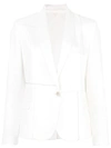 Brunello Cucinelli Shawl-collar One-button Linen-cotton Blazer W/ Monili Trim In White