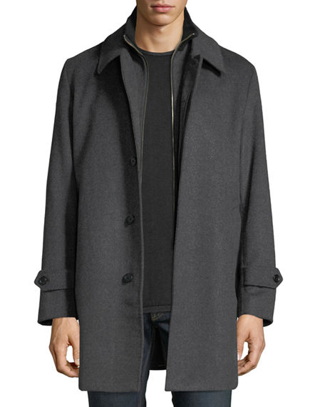 Sanyo Men's Merled Wool Getaway Layered Topcoat In Gray | ModeSens