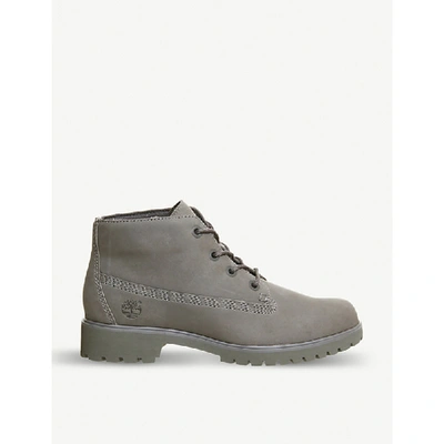 Timberland Nellie Chukka Logo-embossed Suede Ankle Boots In Grey Nubuck