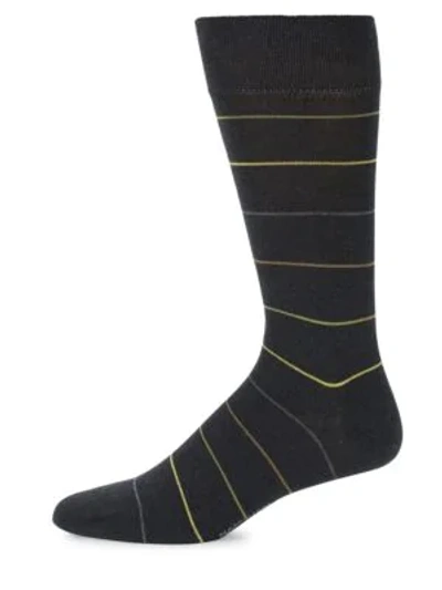 Marcoliani Mid-calf Scala Stripe Cotton Socks In Charcoal