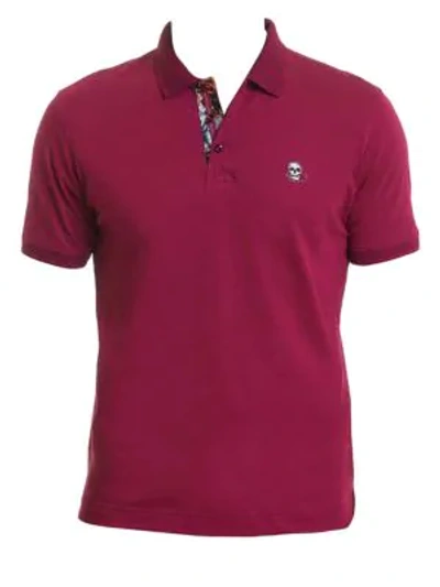 Robert Graham Easton Embroidered Skull Polo In Raspberry