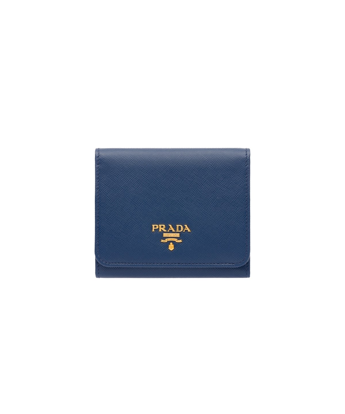 Prada Saffiano Leather Flap Wallet Bluette' | ModeSens