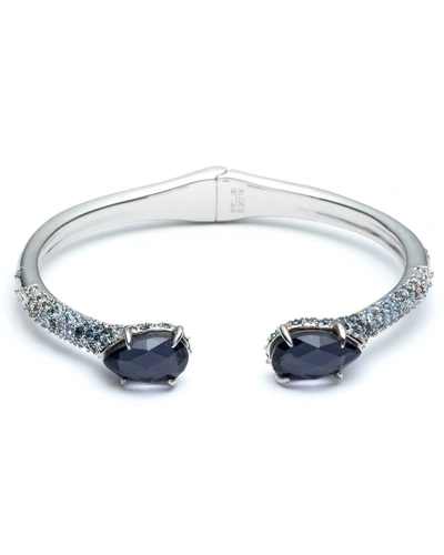 Alexis Bittar Crystal Encrusted Ombre Hinge Bracelet In Blue/silver