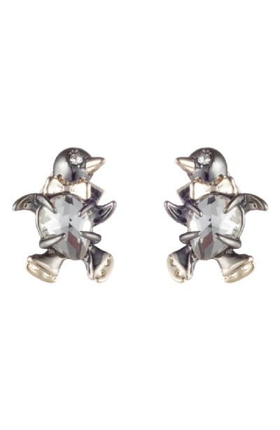 Alexis Bittar Winter Paisley Baby Penguin Stud Earrings In Crystal