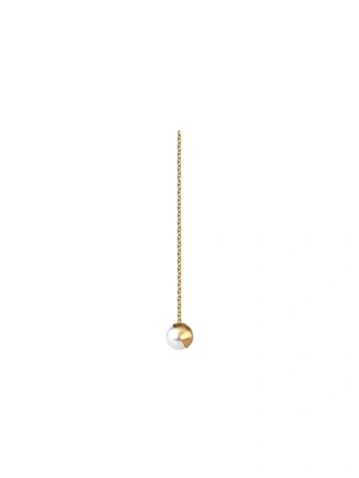 Shihara Half Pearl Chain Earring 45° In Metallic