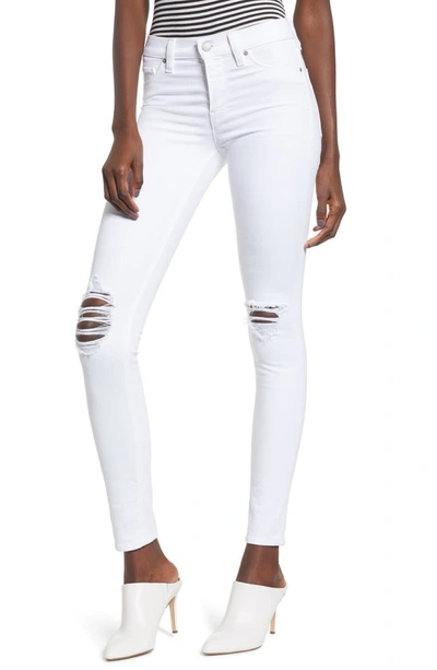 Hudson Nico Mid-rise Super Skinny Ankle Jeans In White Rapids