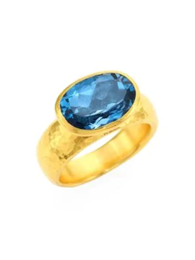 Gurhan Rainbow 24k Yellow Gold & London Blue Topaz Ring