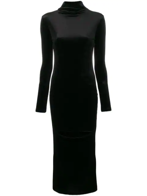 Marta Jakubowski Long Velvet Dress - Black | ModeSens
