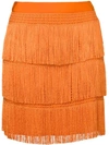 Alberta Ferretti Flapper Fringe Skirt In Orange
