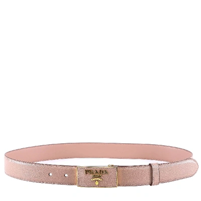 Prada Saffiano Logo Belt In Pink
