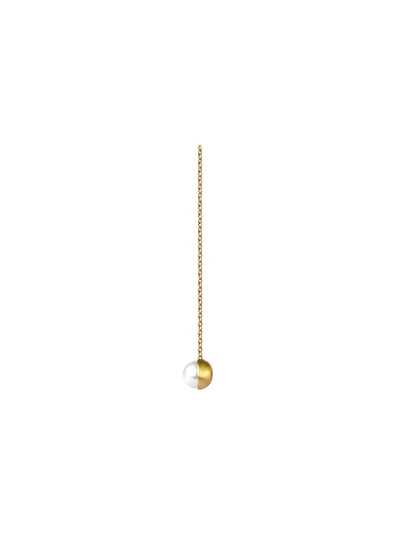 Shihara Half Pearl Chain Earring 90° In 18k Yellow Gold